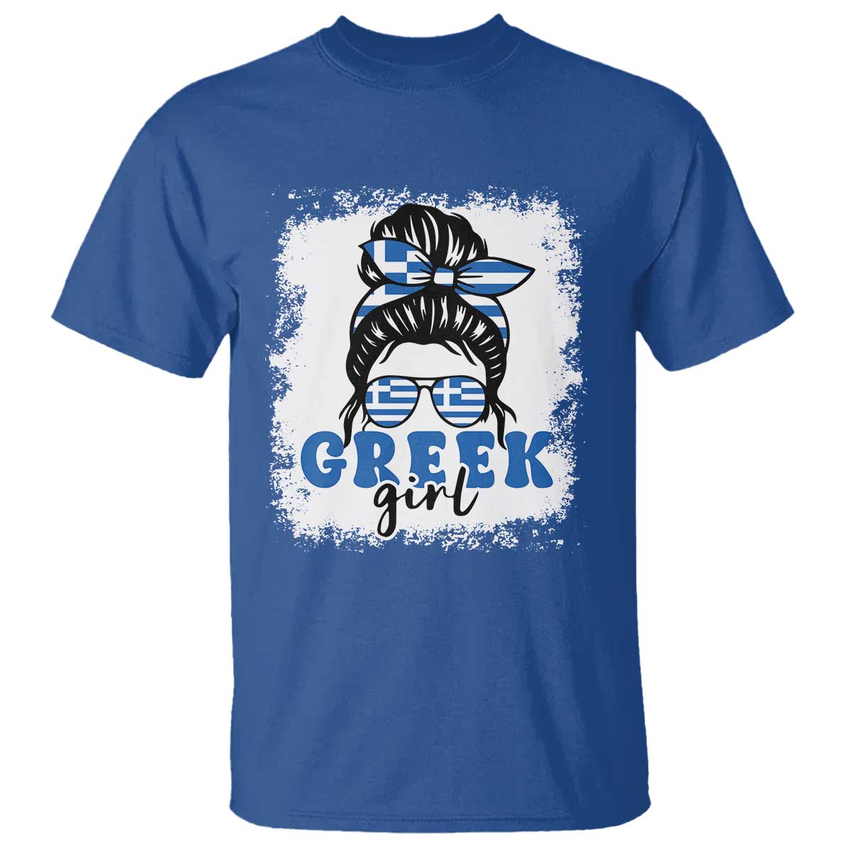 Greek Girl Pride T Shirt Proud Greece Messy Bun Girl