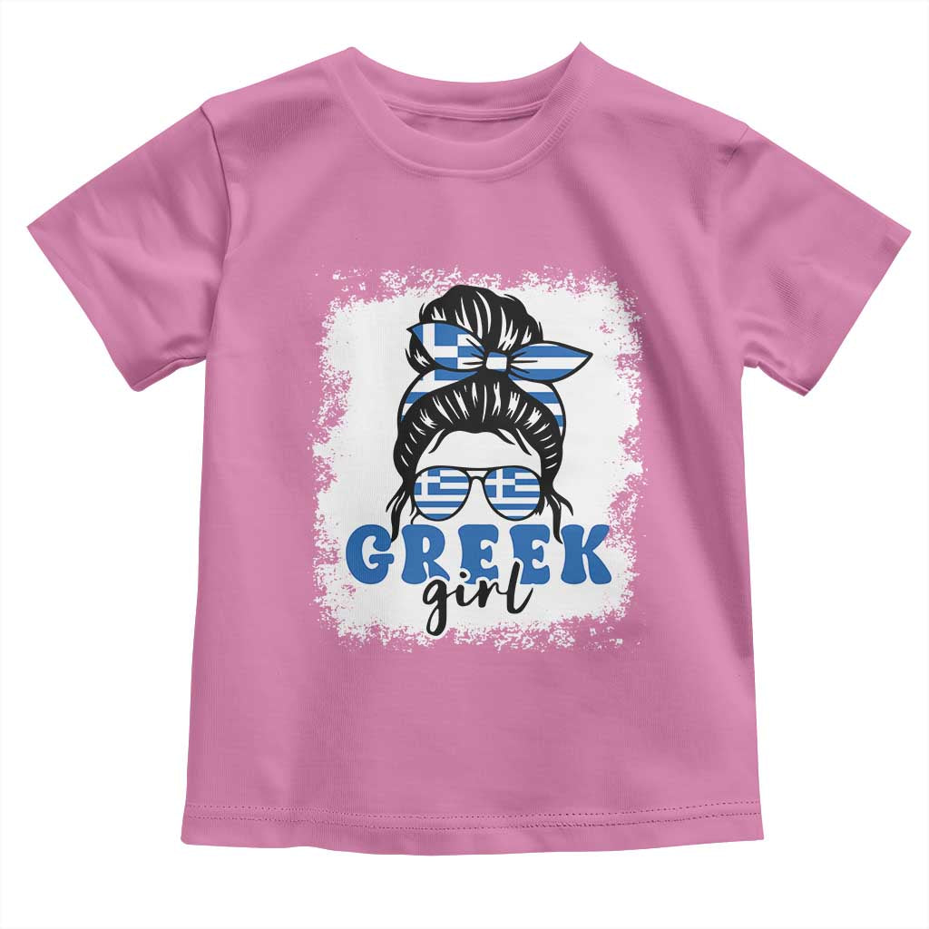 Greek Girl Pride Toddler T Shirt Proud Greece Messy Bun Girl