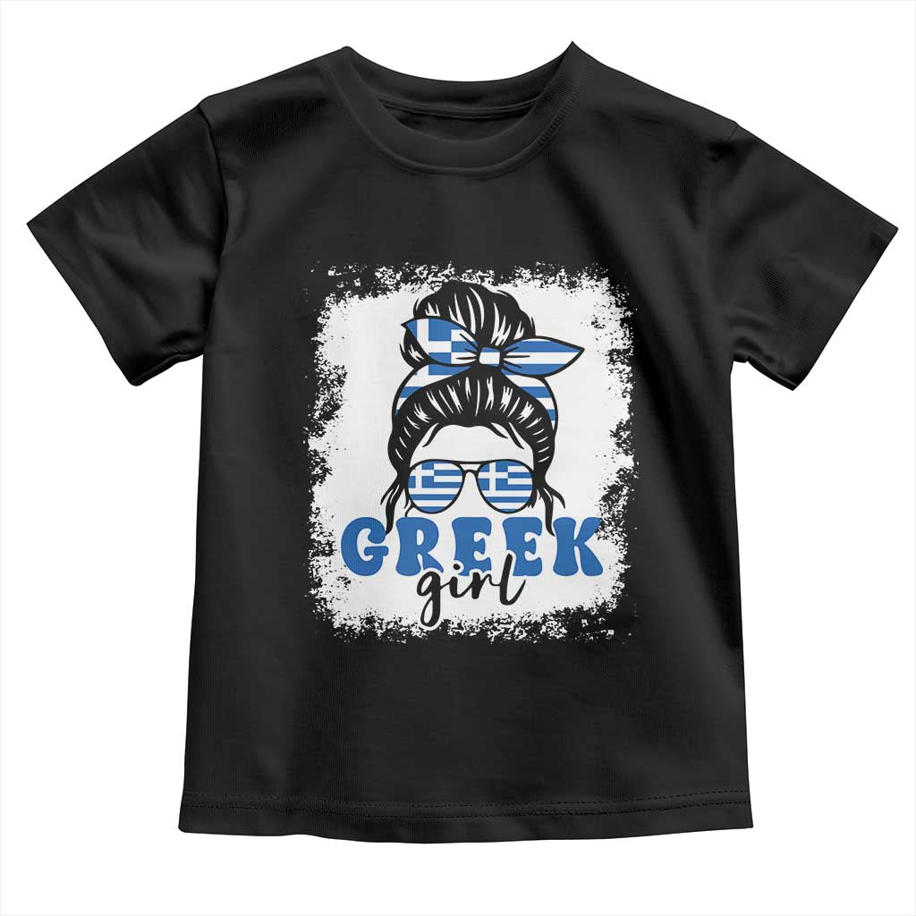 Greek Girl Pride Toddler T Shirt Proud Greece Messy Bun Girl