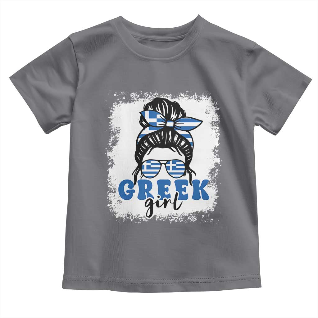 Greek Girl Pride Toddler T Shirt Proud Greece Messy Bun Girl