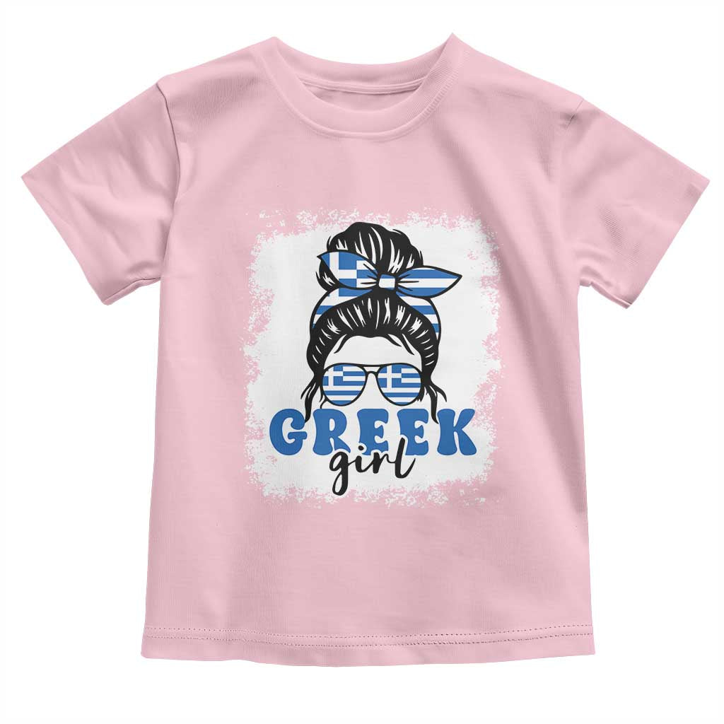 Greek Girl Pride Toddler T Shirt Proud Greece Messy Bun Girl