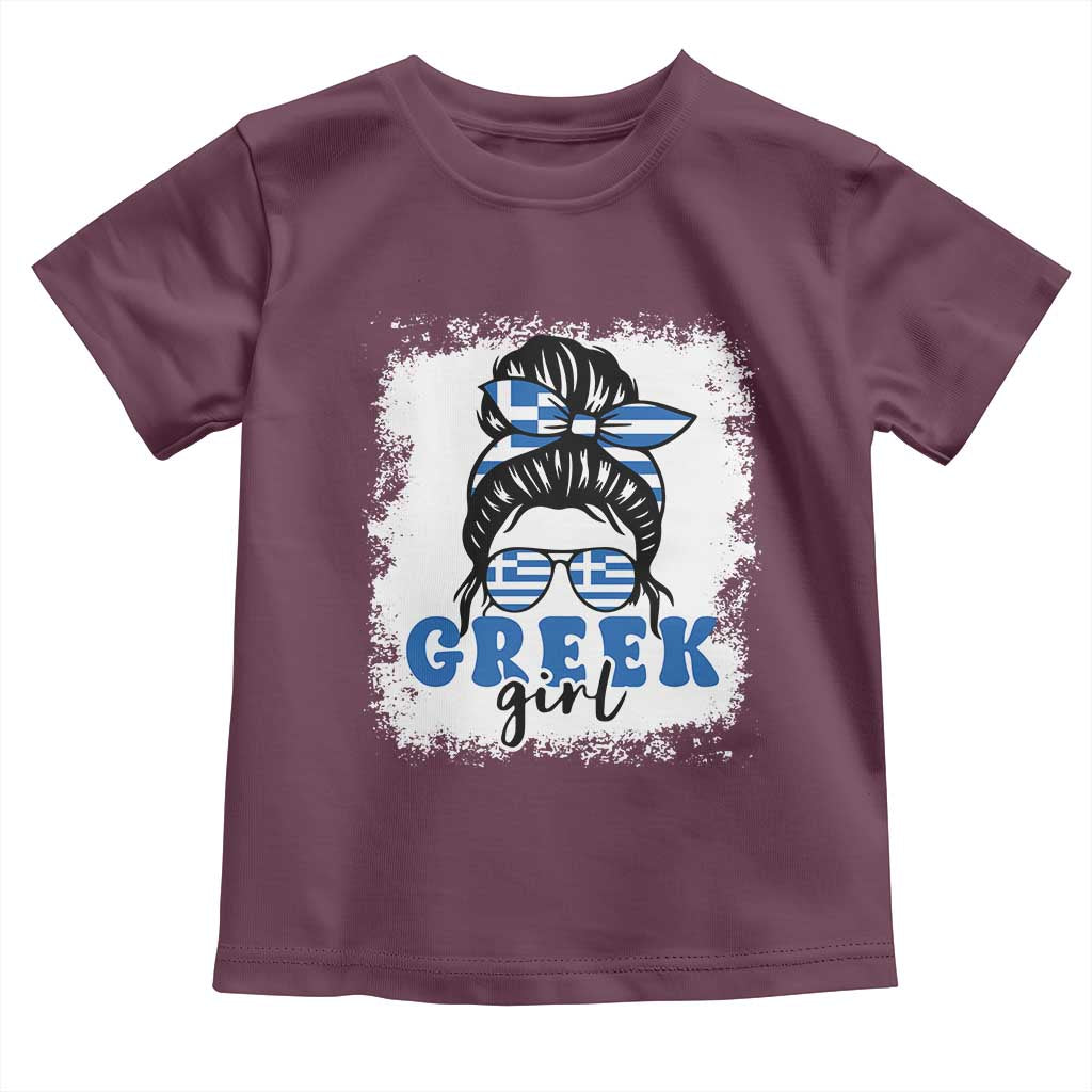 Greek Girl Pride Toddler T Shirt Proud Greece Messy Bun Girl