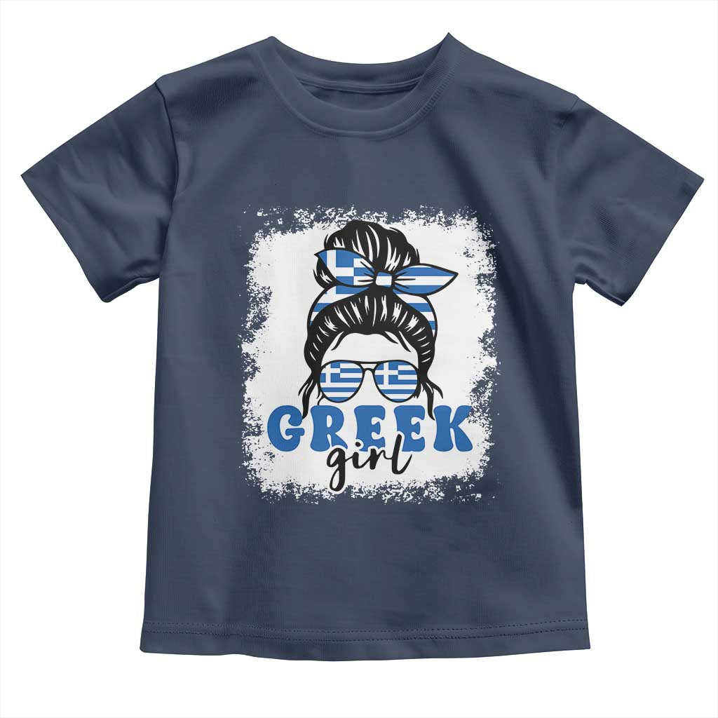 Greek Girl Pride Toddler T Shirt Proud Greece Messy Bun Girl