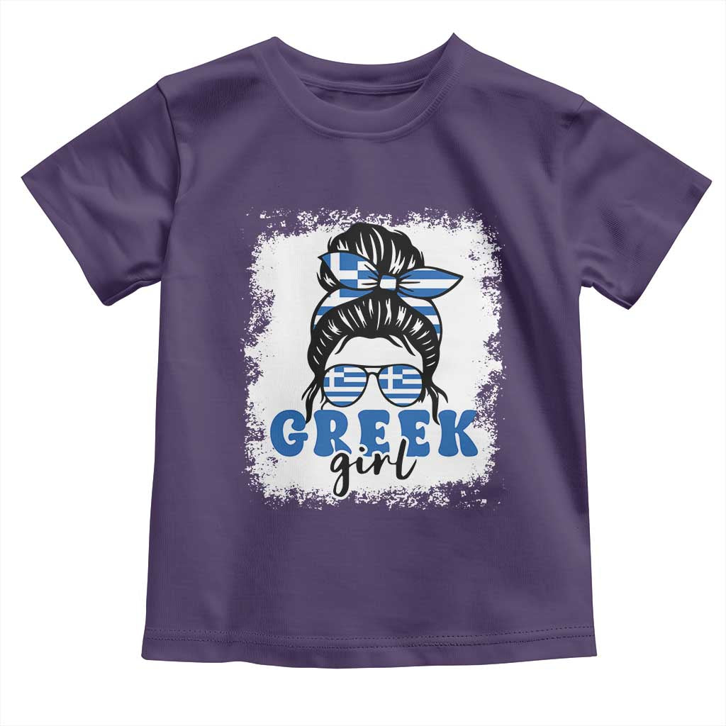 Greek Girl Pride Toddler T Shirt Proud Greece Messy Bun Girl