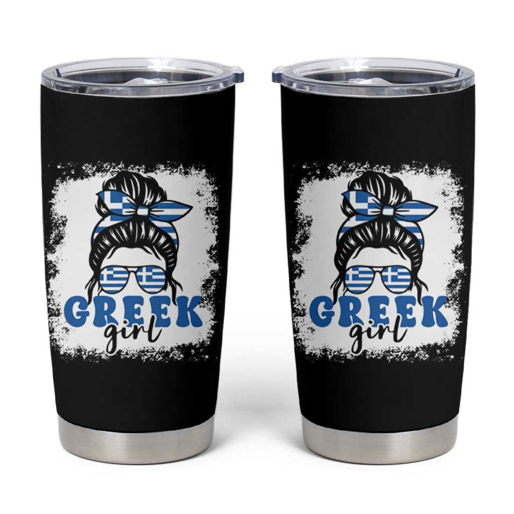 Greek Girl Pride Tumbler Cup Proud Greece Messy Bun Girl