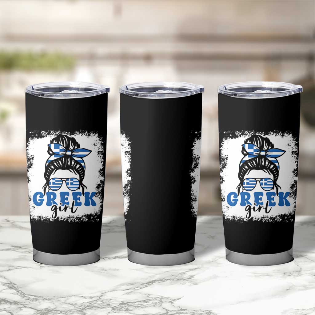 Greek Girl Pride Tumbler Cup Proud Greece Messy Bun Girl