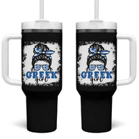 Greek Girl Pride Tumbler With Handle Proud Greece Messy Bun Girl