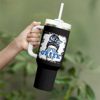 Greek Girl Pride Tumbler With Handle Proud Greece Messy Bun Girl