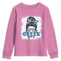 Greek Girl Pride Youth Sweatshirt Proud Greece Messy Bun Girl