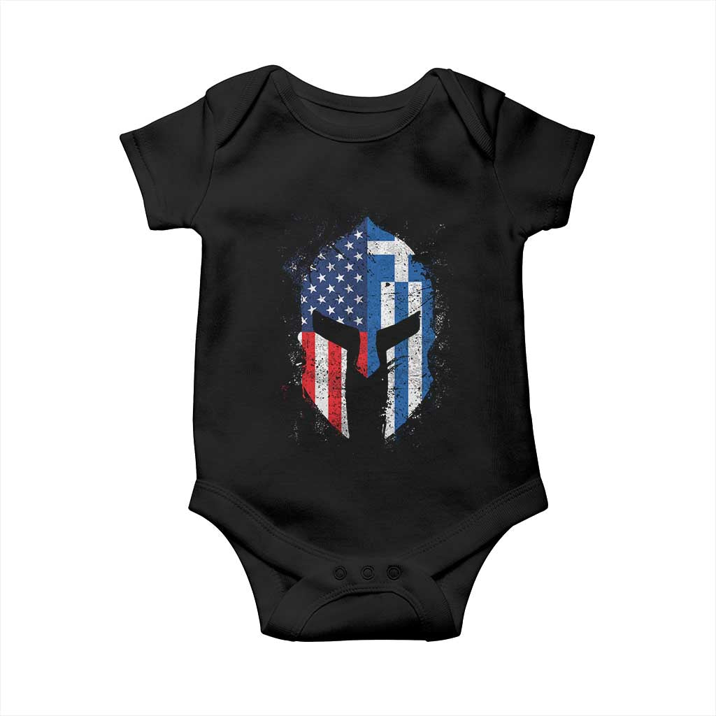 Greek American Pride Baby Onesie Greece Spartan Helmet