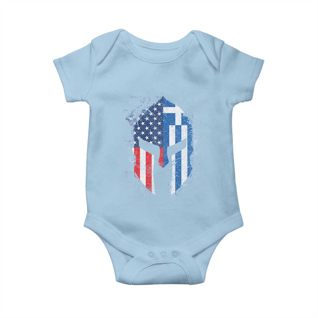 Greek American Pride Baby Onesie Greece Spartan Helmet