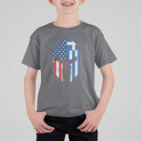 Greek American Pride T Shirt For Kid Greece Spartan Helmet