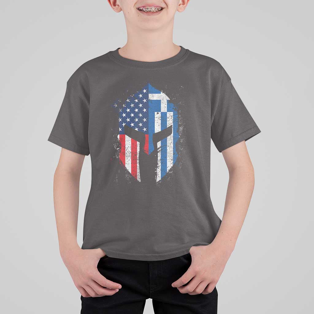 Greek American Pride T Shirt For Kid Greece Spartan Helmet
