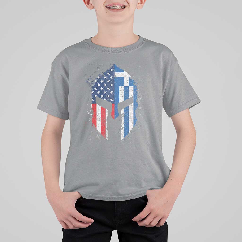 Greek American Pride T Shirt For Kid Greece Spartan Helmet