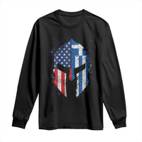 Greek American Pride Long Sleeve Shirt Greece Spartan Helmet