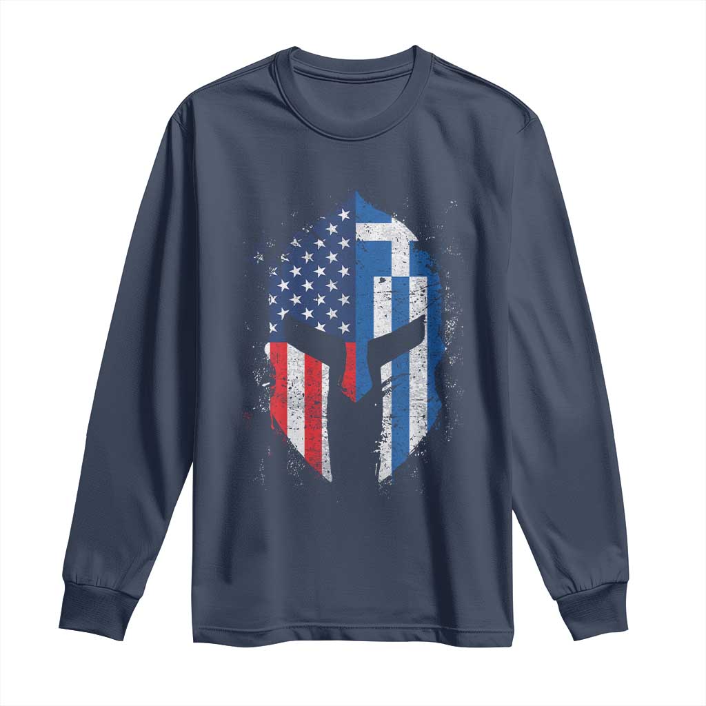 Greek American Pride Long Sleeve Shirt Greece Spartan Helmet