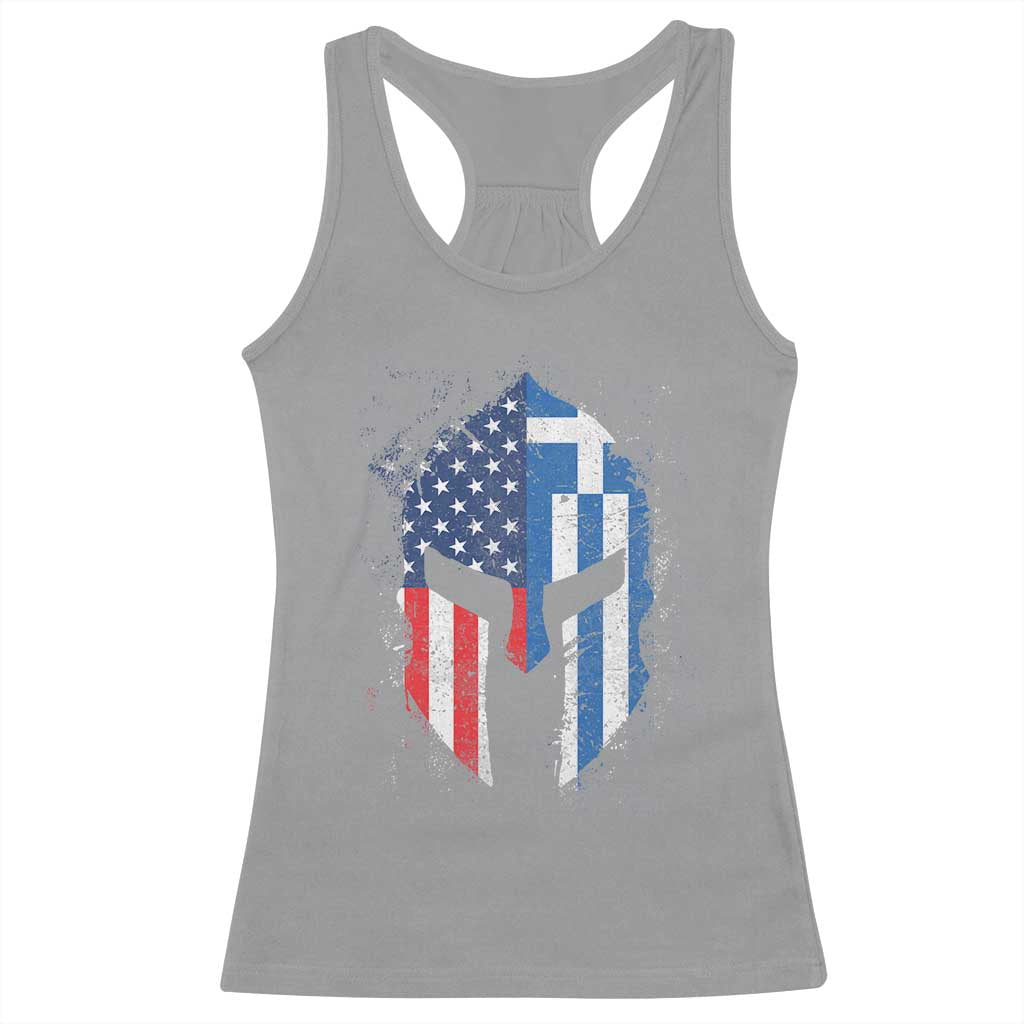 Greek American Pride Racerback Tank Top Greece Spartan Helmet