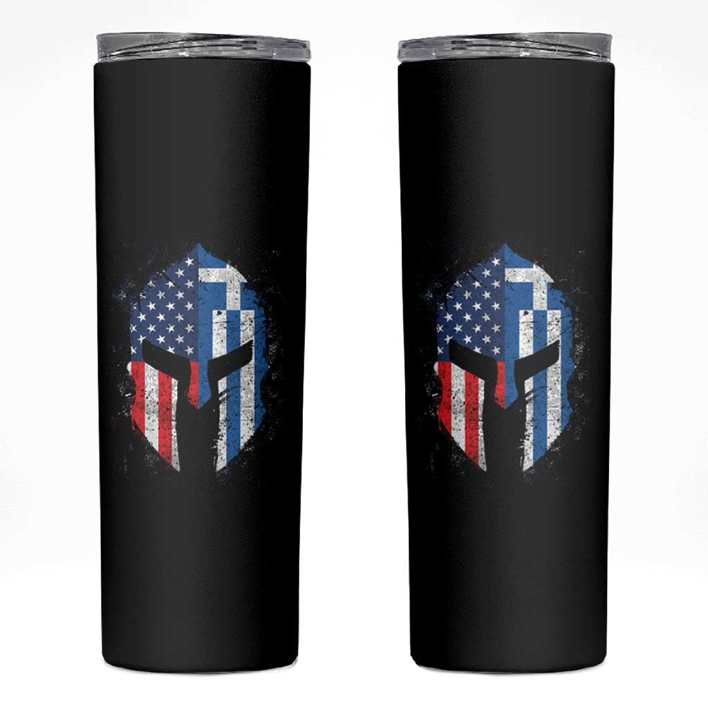 Greek American Pride Skinny Tumbler Greece Spartan Helmet