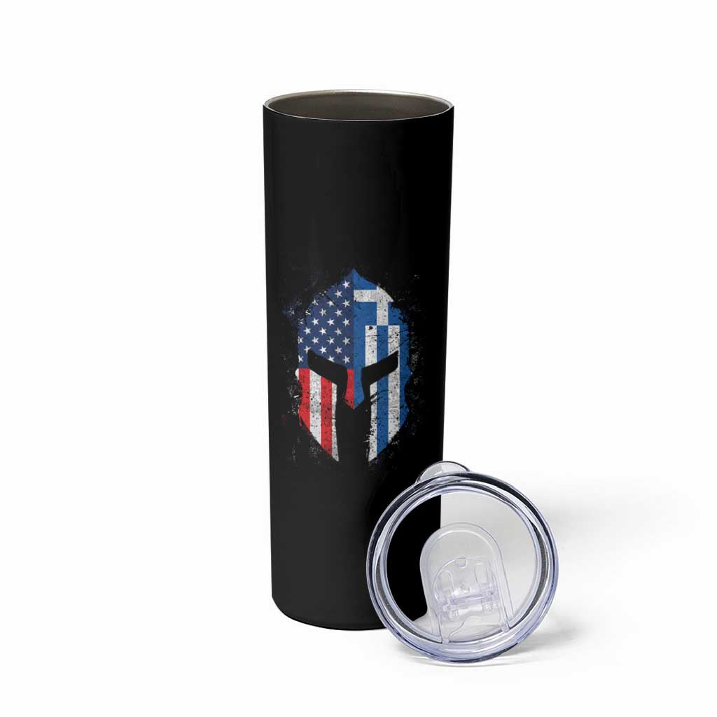 Greek American Pride Skinny Tumbler Greece Spartan Helmet