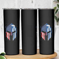 Greek American Pride Skinny Tumbler Greece Spartan Helmet