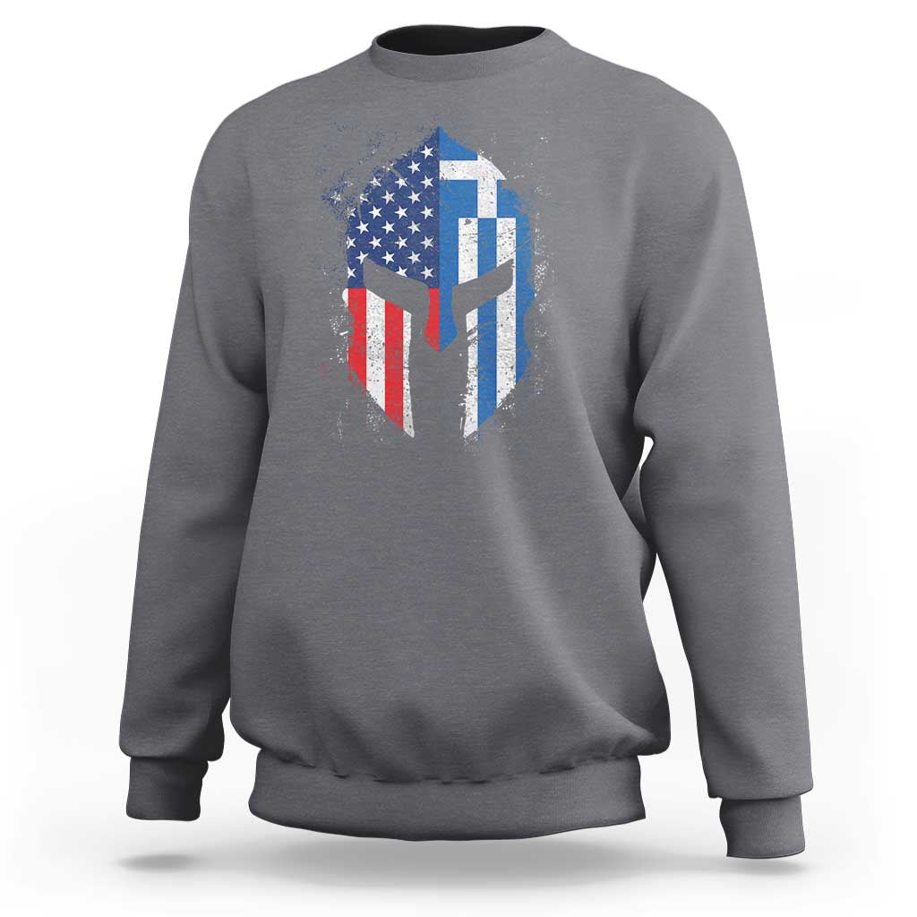 Greek American Pride Sweatshirt Greece Spartan Helmet