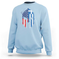 Greek American Pride Sweatshirt Greece Spartan Helmet