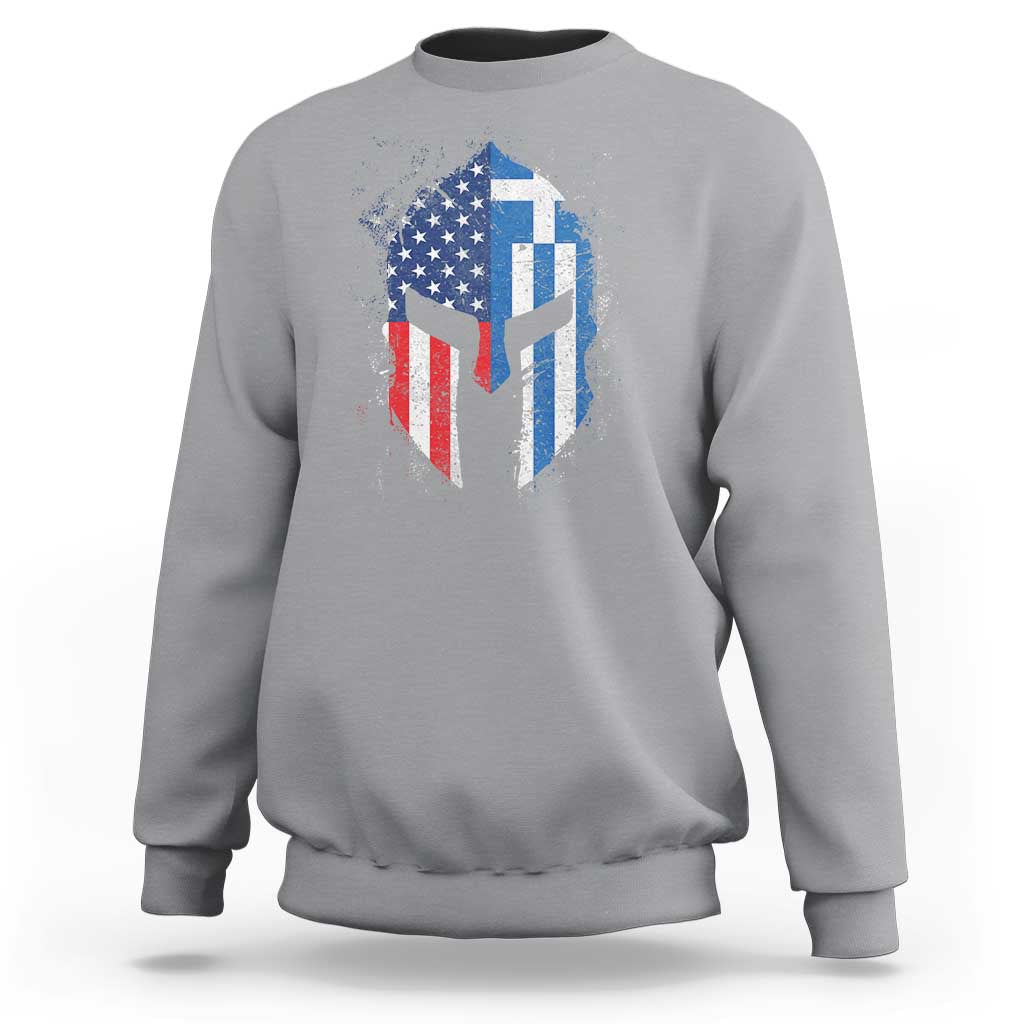 Greek American Pride Sweatshirt Greece Spartan Helmet