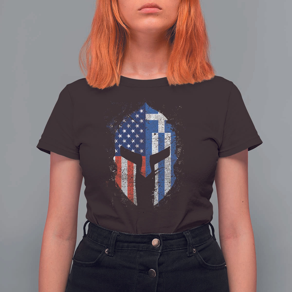 Greek American Pride T Shirt For Women Greece Spartan Helmet
