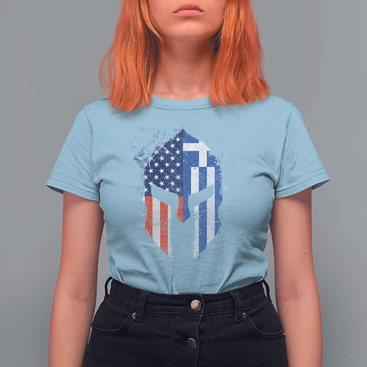Greek American Pride T Shirt For Women Greece Spartan Helmet