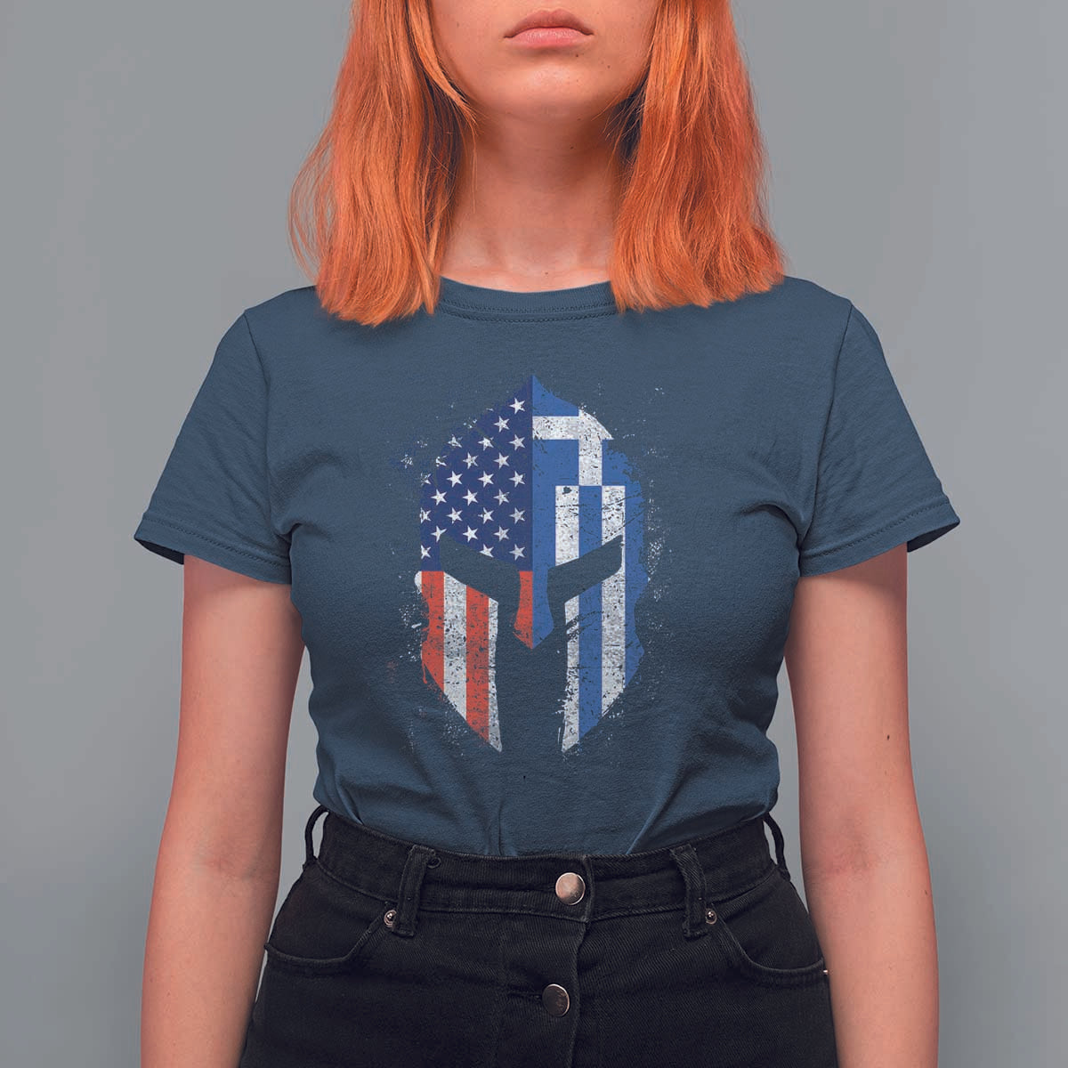 Greek American Pride T Shirt For Women Greece Spartan Helmet