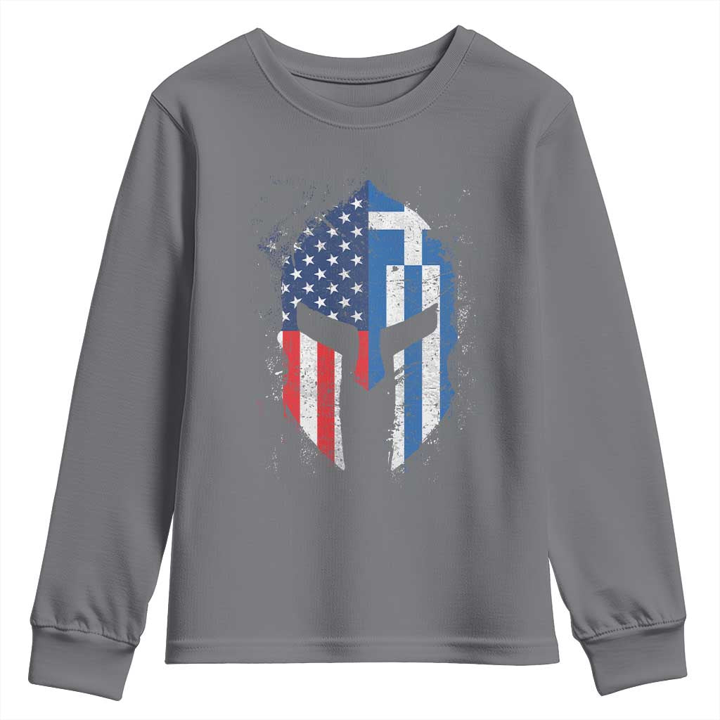 Greek American Pride Youth Sweatshirt Greece Spartan Helmet