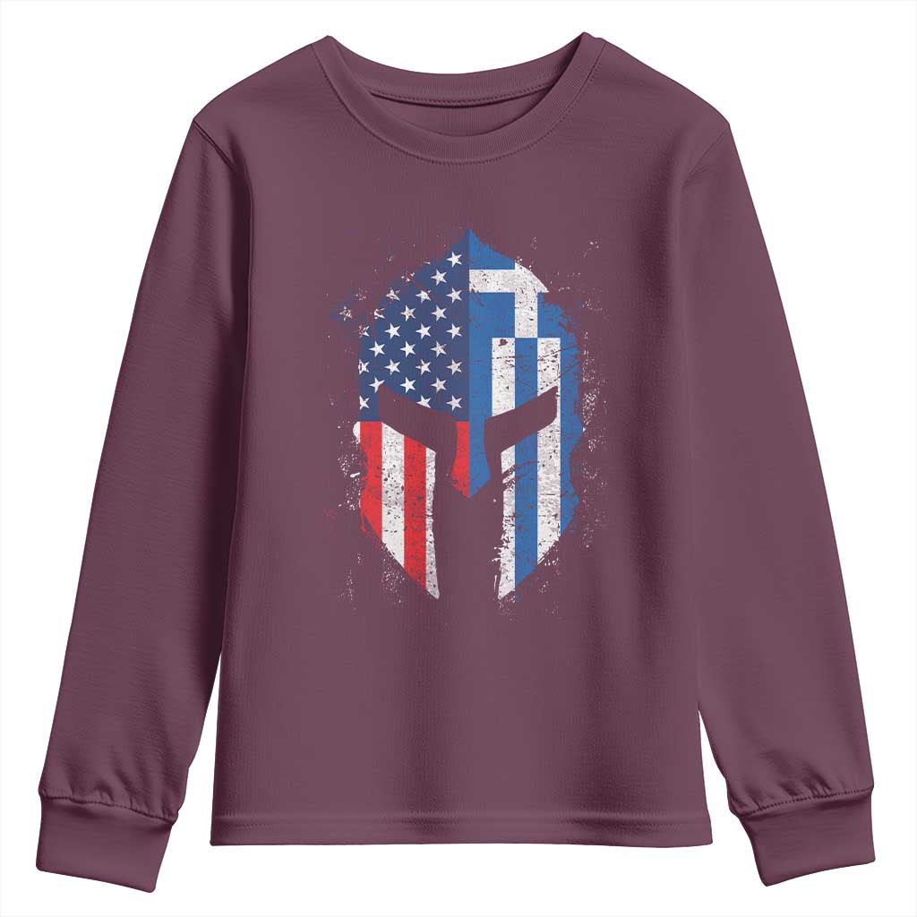 Greek American Pride Youth Sweatshirt Greece Spartan Helmet