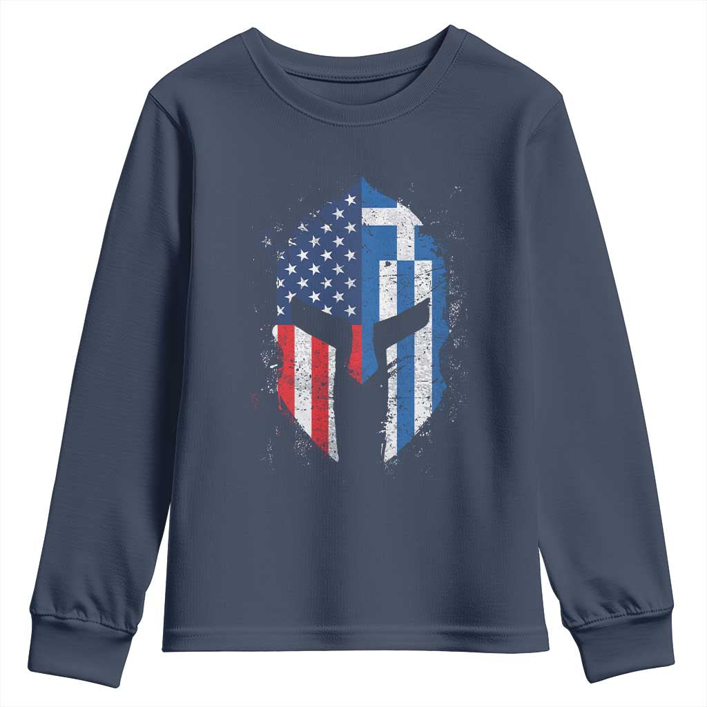 Greek American Pride Youth Sweatshirt Greece Spartan Helmet