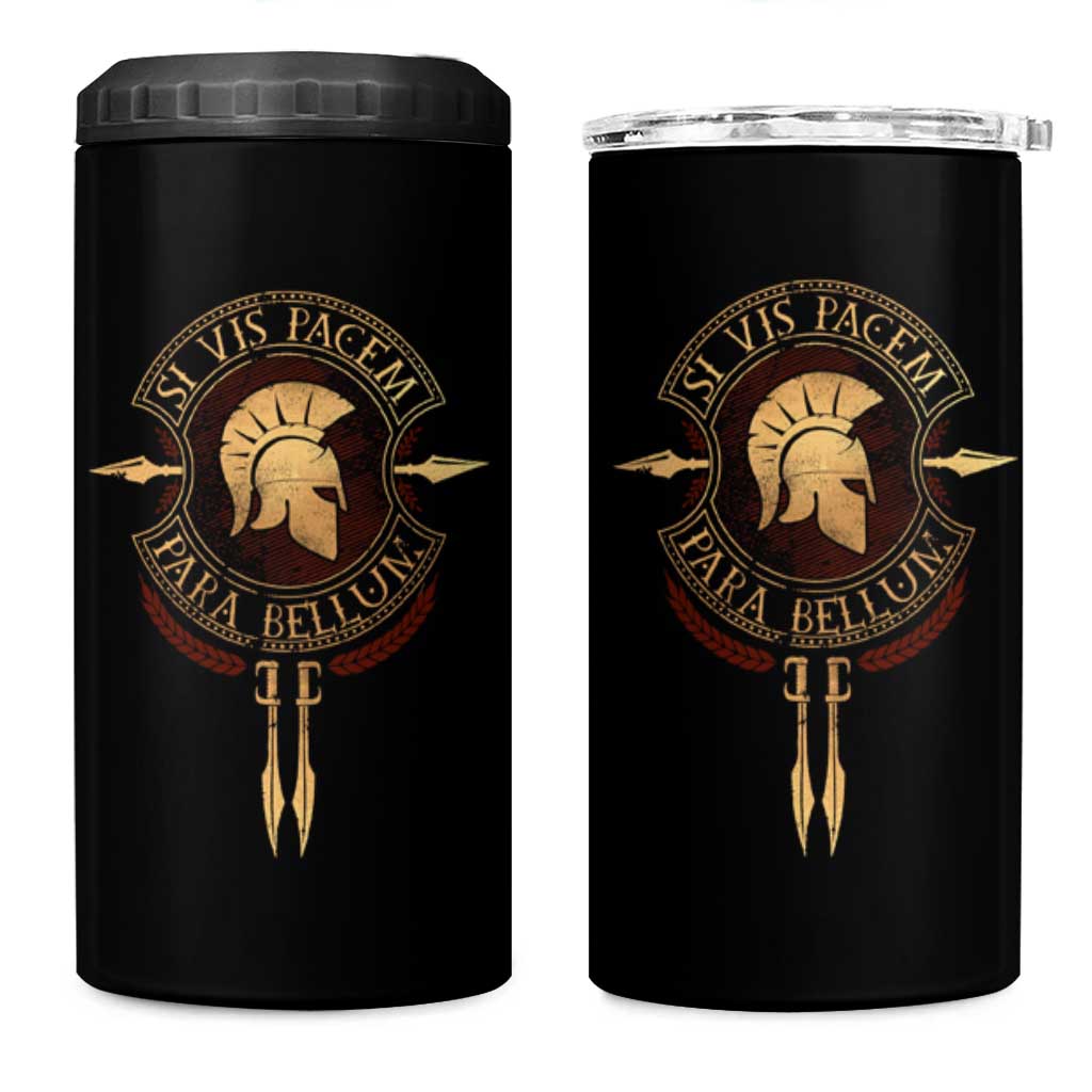 Sparta Greek 4 in 1 Can Cooler Tumbler Si Vis Pacem Para Bellum