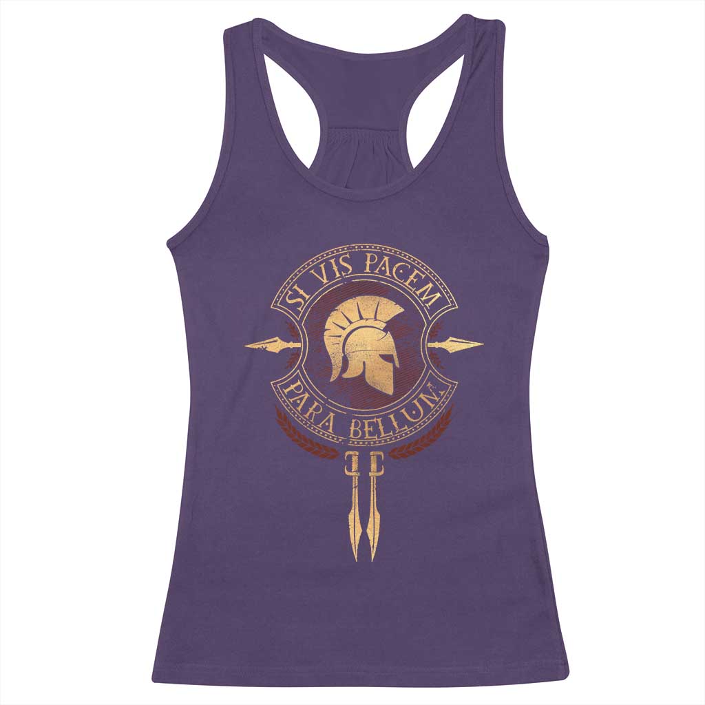 Sparta Greek Racerback Tank Top Si Vis Pacem Para Bellum