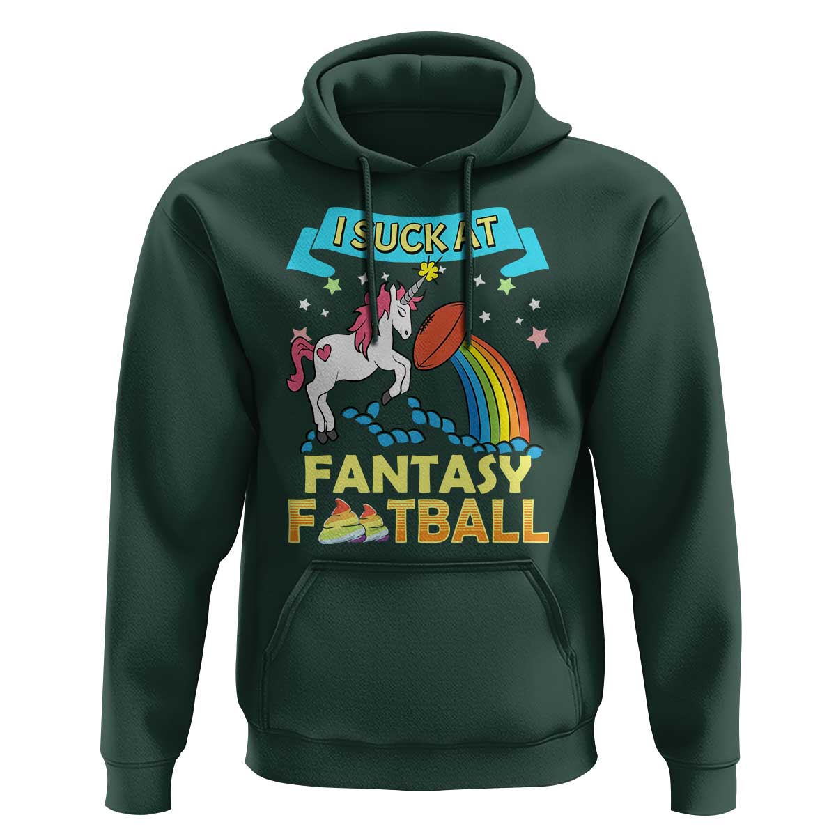 Funny I Suck At Fantasy Football Hoodie Unicorn Rainbow Loser - Wonder Print Shop