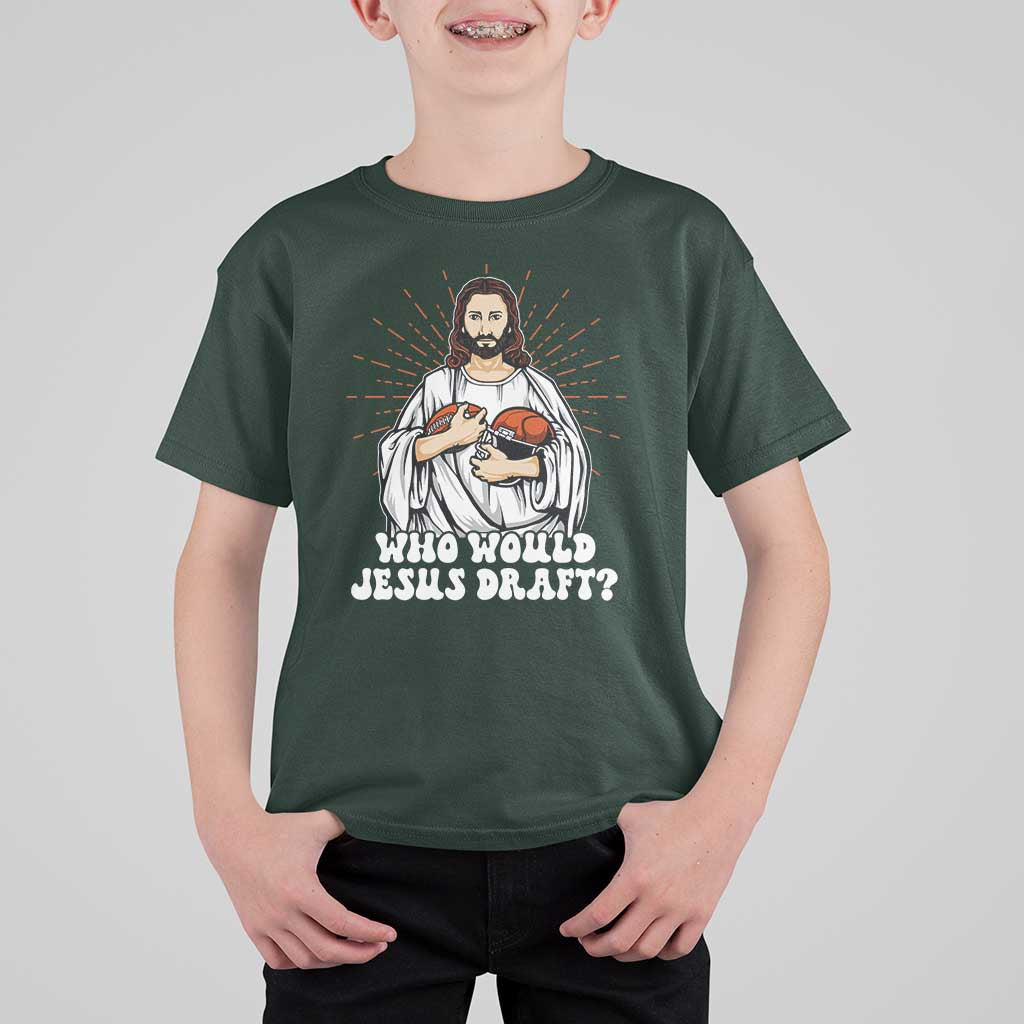 Funny Fantasy Football T Shirt For Kid Who Would Jesus Draft - Wonder Print Shop