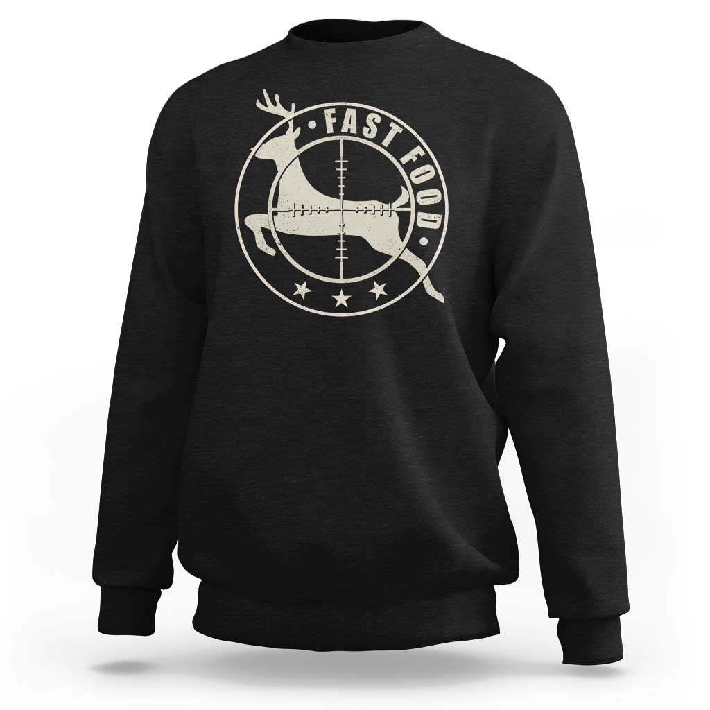 Funny Hunting Sweatshirt Fast Food Deer Hunter - Wonder Print Shop