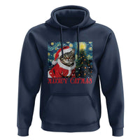 Santa Cat Christmas Hoodie Meowy Catmas Starry Night Christmas Tree