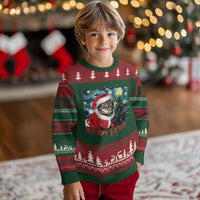 Santa Cat Xmas Ugly Christmas Sweater Meowy Catmas Starry Night Christmas Tree - Wonder Print Shop