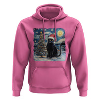 Christmas Black Cat Hoodie Meowy Catmas Starry Night Santa Cat