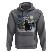 Christmas Black Cat Hoodie Meowy Catmas Starry Night Santa Cat