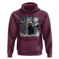 Christmas Black Cat Hoodie Meowy Catmas Starry Night Santa Cat