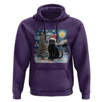 Christmas Black Cat Hoodie Meowy Catmas Starry Night Santa Cat