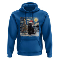Christmas Black Cat Hoodie Meowy Catmas Starry Night Santa Cat