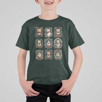 Christmas Cat T Shirt For Kid Vintage Kitten Victorian Holly Wreath - Wonder Print Shop