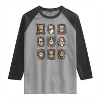 Christmas Cat Raglan Shirt Vintage Kitten Victorian Holly Wreath