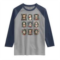 Christmas Cat Raglan Shirt Vintage Kitten Victorian Holly Wreath