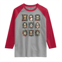 Christmas Cat Raglan Shirt Vintage Kitten Victorian Holly Wreath