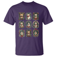 Christmas Cat T Shirt Vintage Kitten Victorian Holly Wreath - Wonder Print Shop